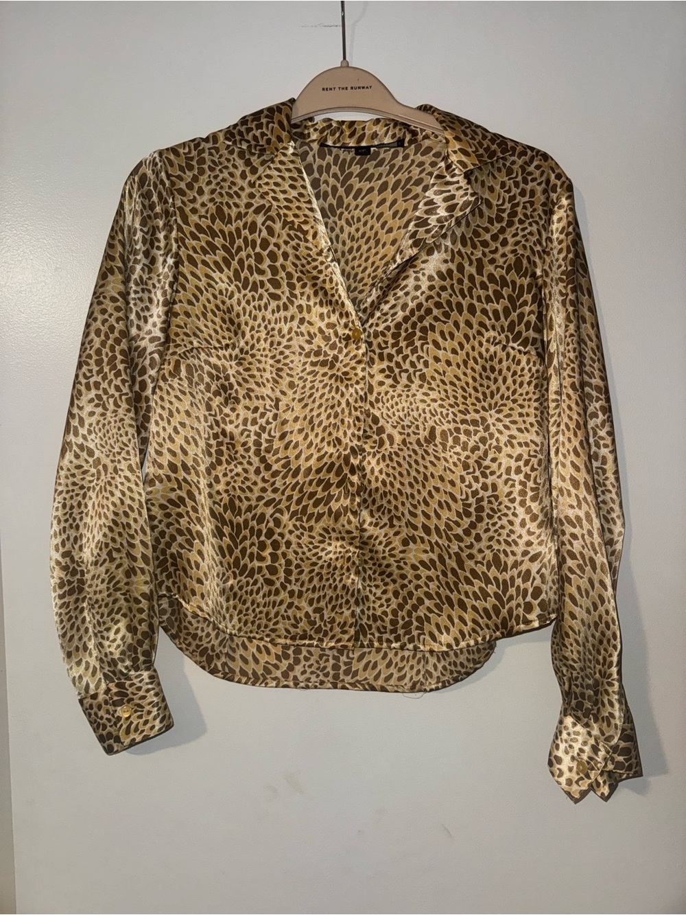 Kasper Gold and Brown Animal-Print Button Down Shirt